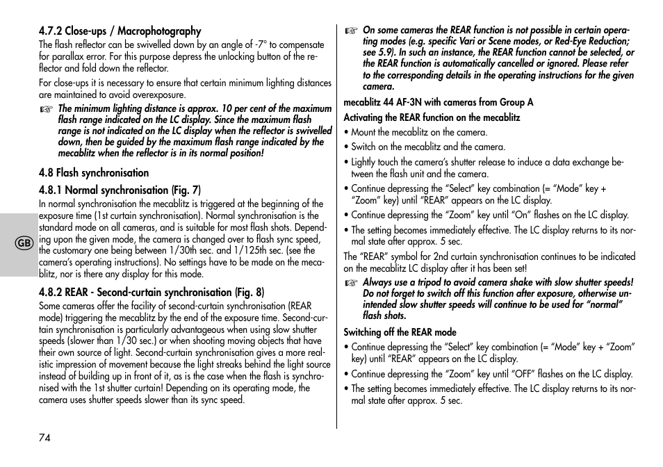 Metz MECABLITZ 44 AF-3/4 Nikon User Manual | Page 74 / 132