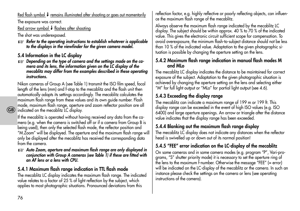Metz MECABLITZ 44 AF-3/4 Nikon User Manual | Page 76 / 132