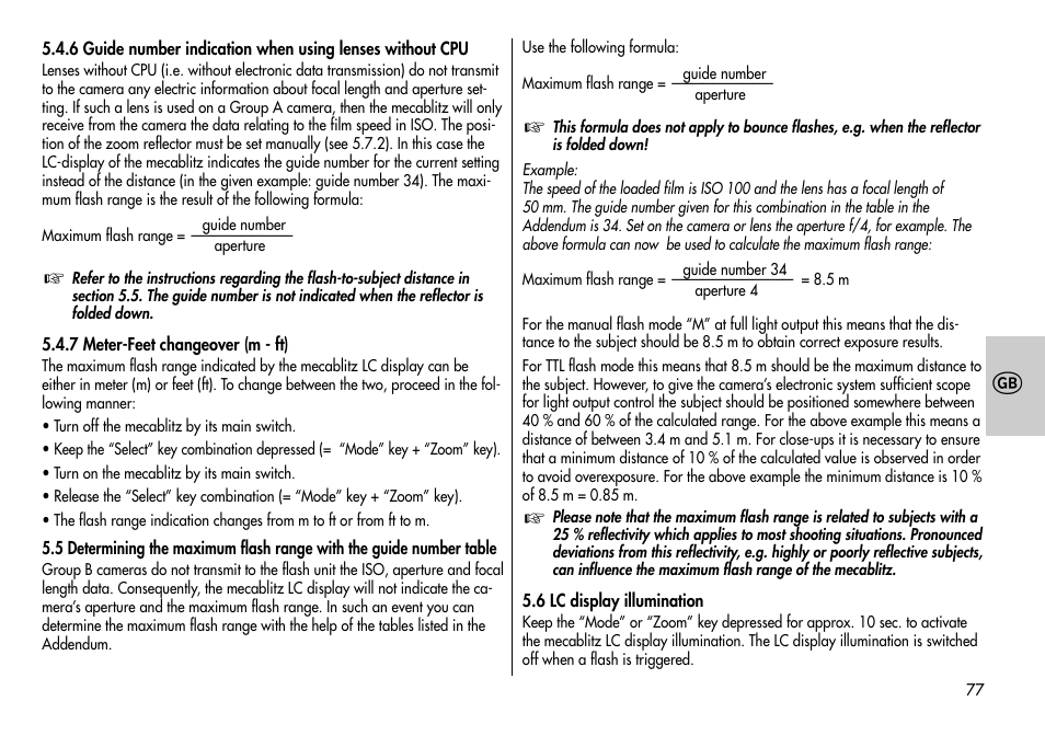 Metz MECABLITZ 44 AF-3/4 Nikon User Manual | Page 77 / 132