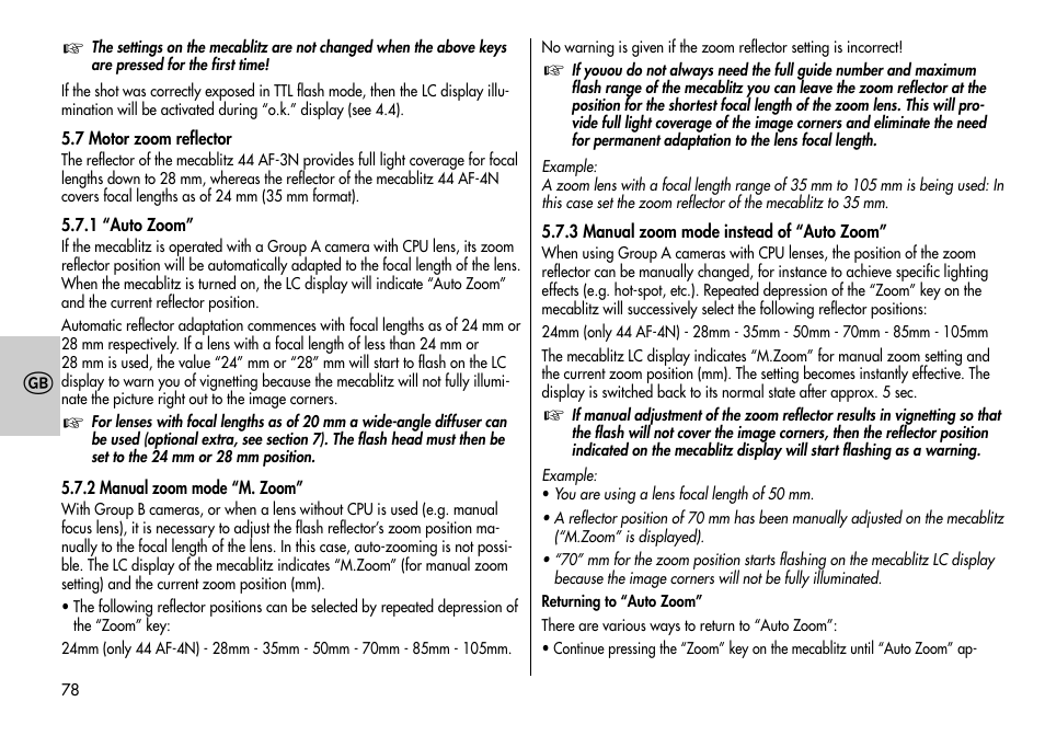 Metz MECABLITZ 44 AF-3/4 Nikon User Manual | Page 78 / 132