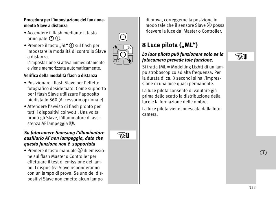 8 luce pilota („ml“) | Metz MECABLITZ 44 AF-1 digital User Manual | Page 123 / 166