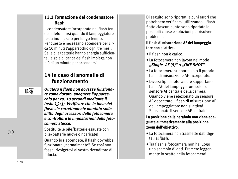 14 in caso di anomalie di funzionamento | Metz MECABLITZ 44 AF-1 digital User Manual | Page 128 / 166