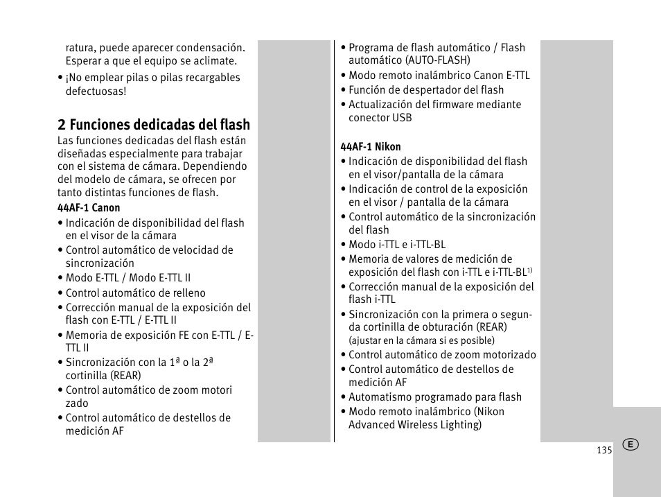 2 funciones dedicadas del flash | Metz MECABLITZ 44 AF-1 digital User Manual | Page 135 / 166