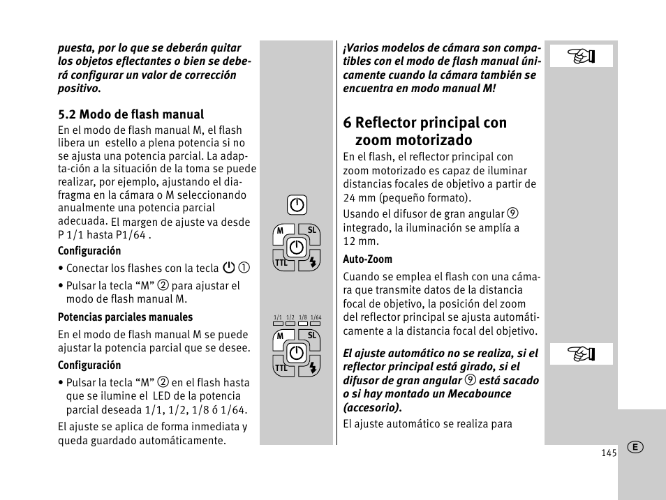 6 reflector principal con zoom motorizado | Metz MECABLITZ 44 AF-1 digital User Manual | Page 145 / 166