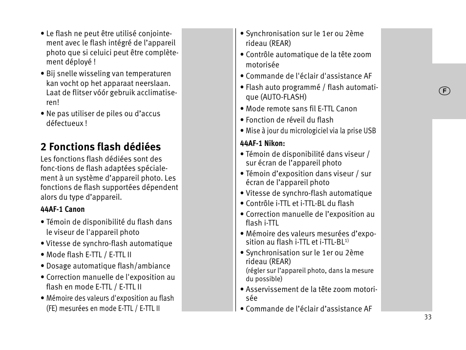 2 fonctions flash dédiées | Metz MECABLITZ 44 AF-1 digital User Manual | Page 33 / 166