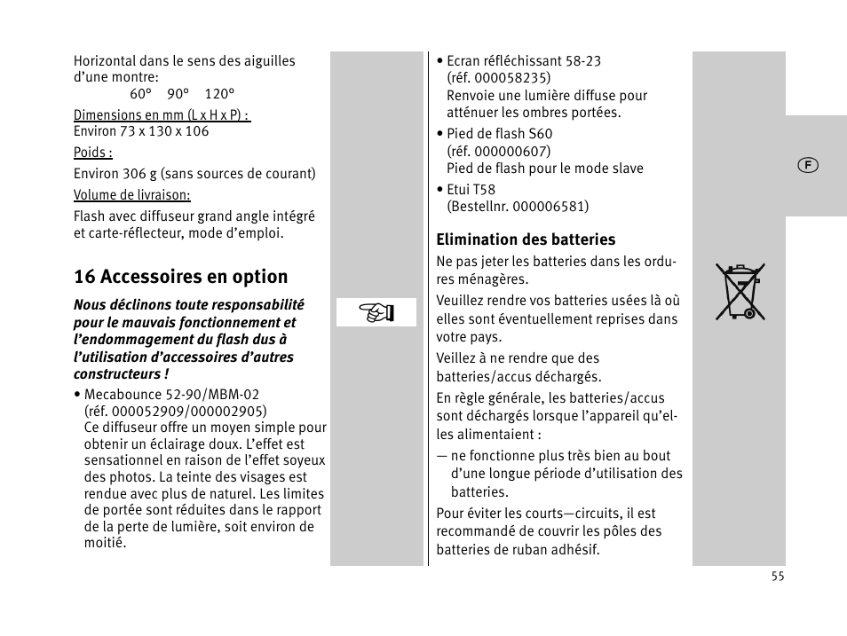 16 accessoires en option | Metz MECABLITZ 44 AF-1 digital User Manual | Page 55 / 166