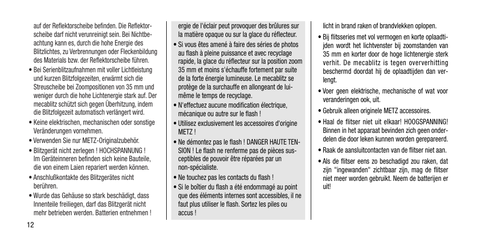 Metz MECABLITZ 40 AF-4 Minolta User Manual | Page 12 / 78