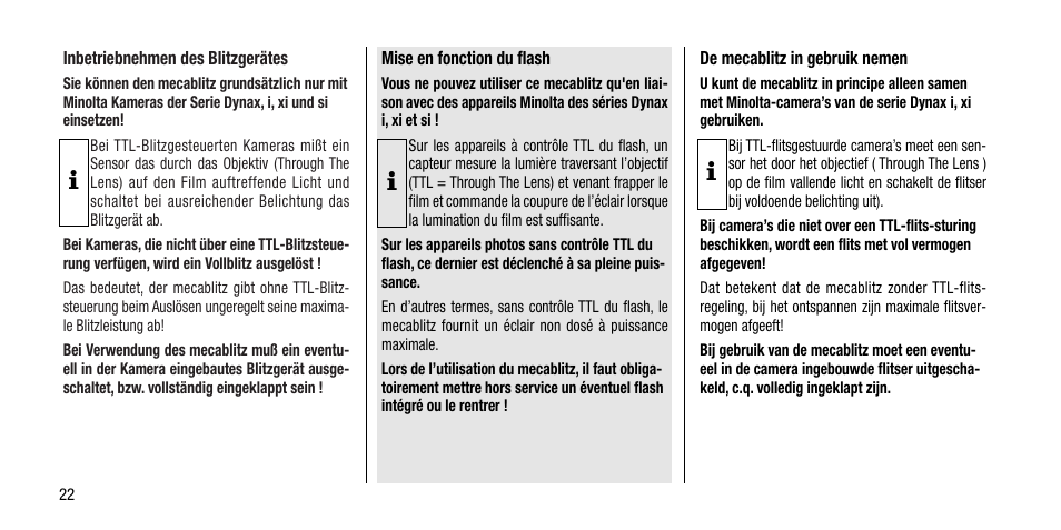 Metz MECABLITZ 40 AF-4 Minolta User Manual | Page 22 / 78