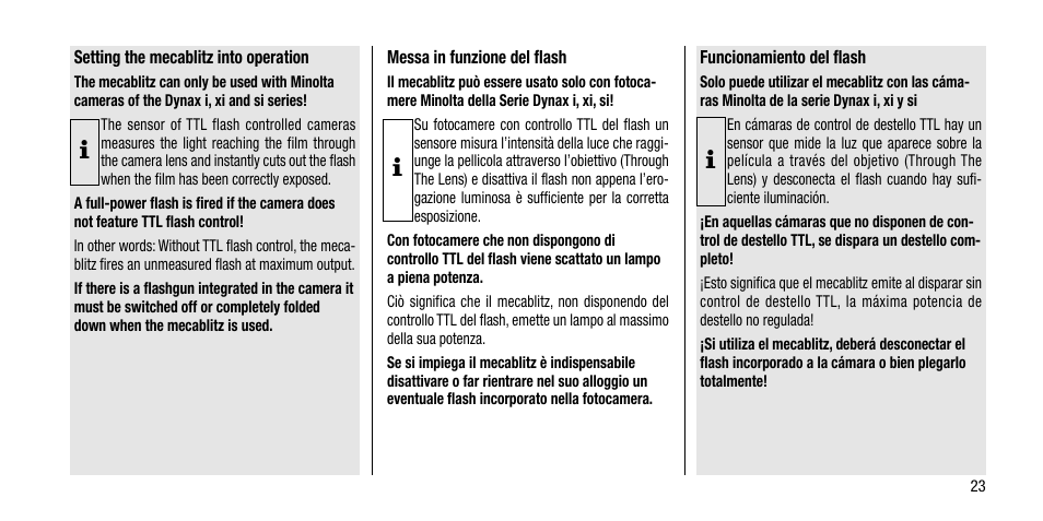 Metz MECABLITZ 40 AF-4 Minolta User Manual | Page 23 / 78