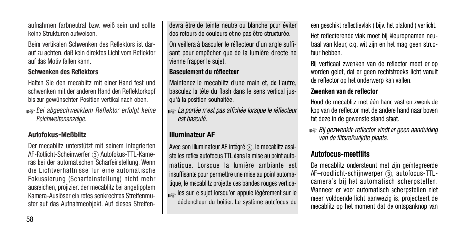 Metz MECABLITZ 40 AF-4 Minolta User Manual | Page 58 / 78