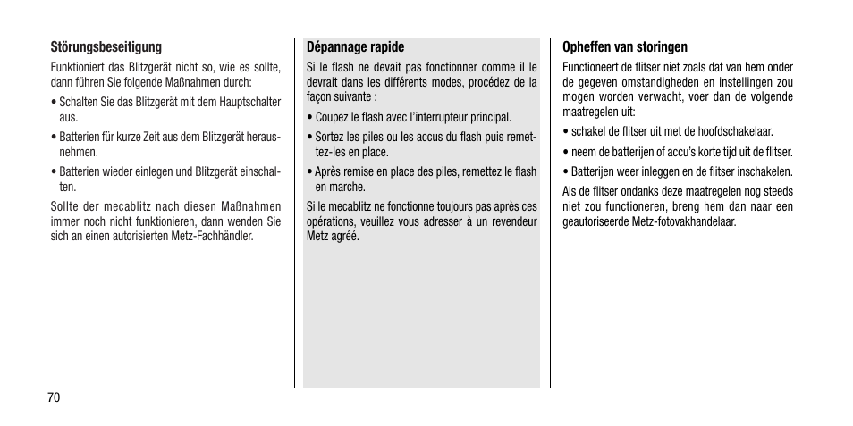 Metz MECABLITZ 40 AF-4 Minolta User Manual | Page 70 / 78