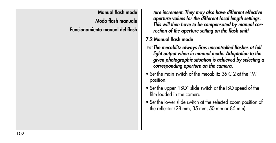 Metz MECABLITZ 36 C-2 User Manual | Page 102 / 132