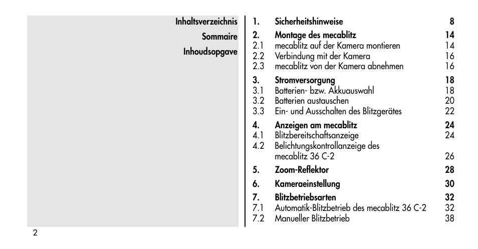 Metz MECABLITZ 36 C-2 User Manual | Page 2 / 132