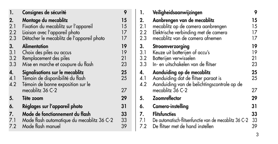 Metz MECABLITZ 36 C-2 User Manual | Page 3 / 132