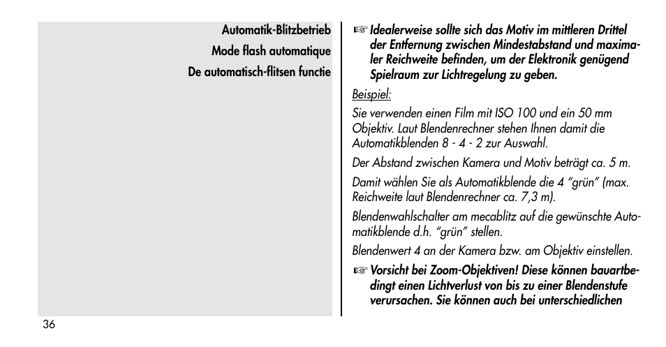 Metz MECABLITZ 36 C-2 User Manual | Page 36 / 132