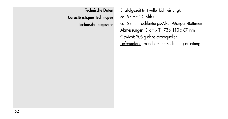 Metz MECABLITZ 36 C-2 User Manual | Page 62 / 132