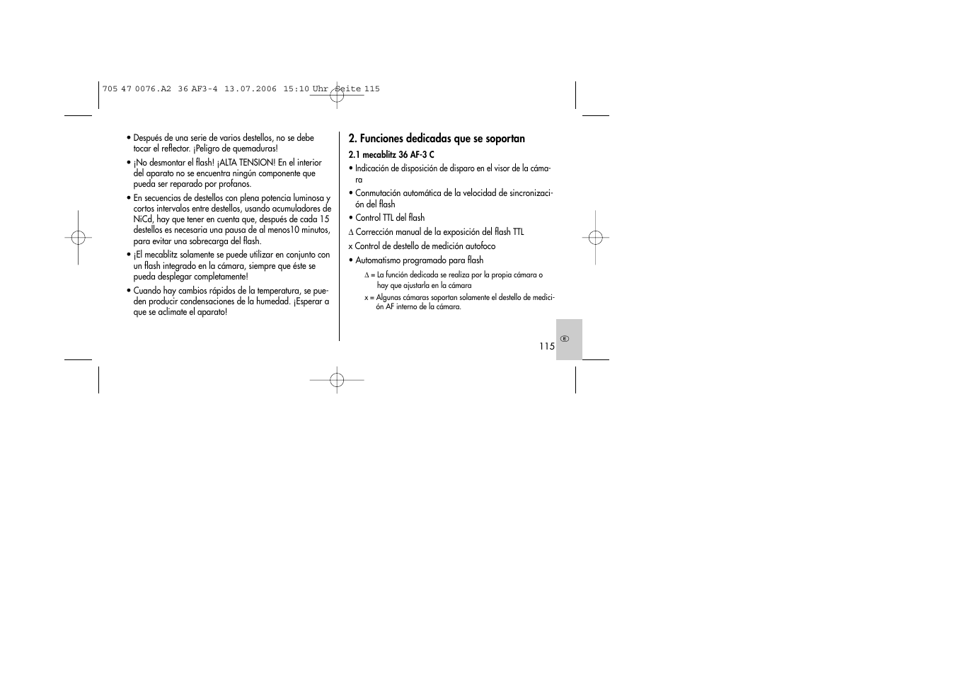 Metz MECABLITZ 36 AF-3 User Manual | Page 115 / 144