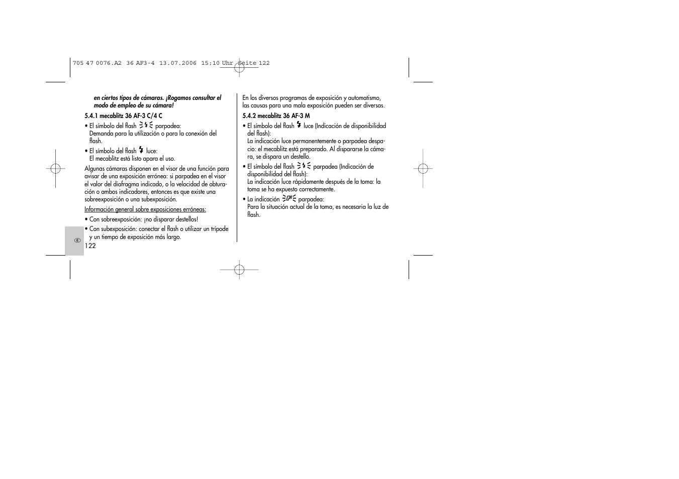 Metz MECABLITZ 36 AF-3 User Manual | Page 122 / 144