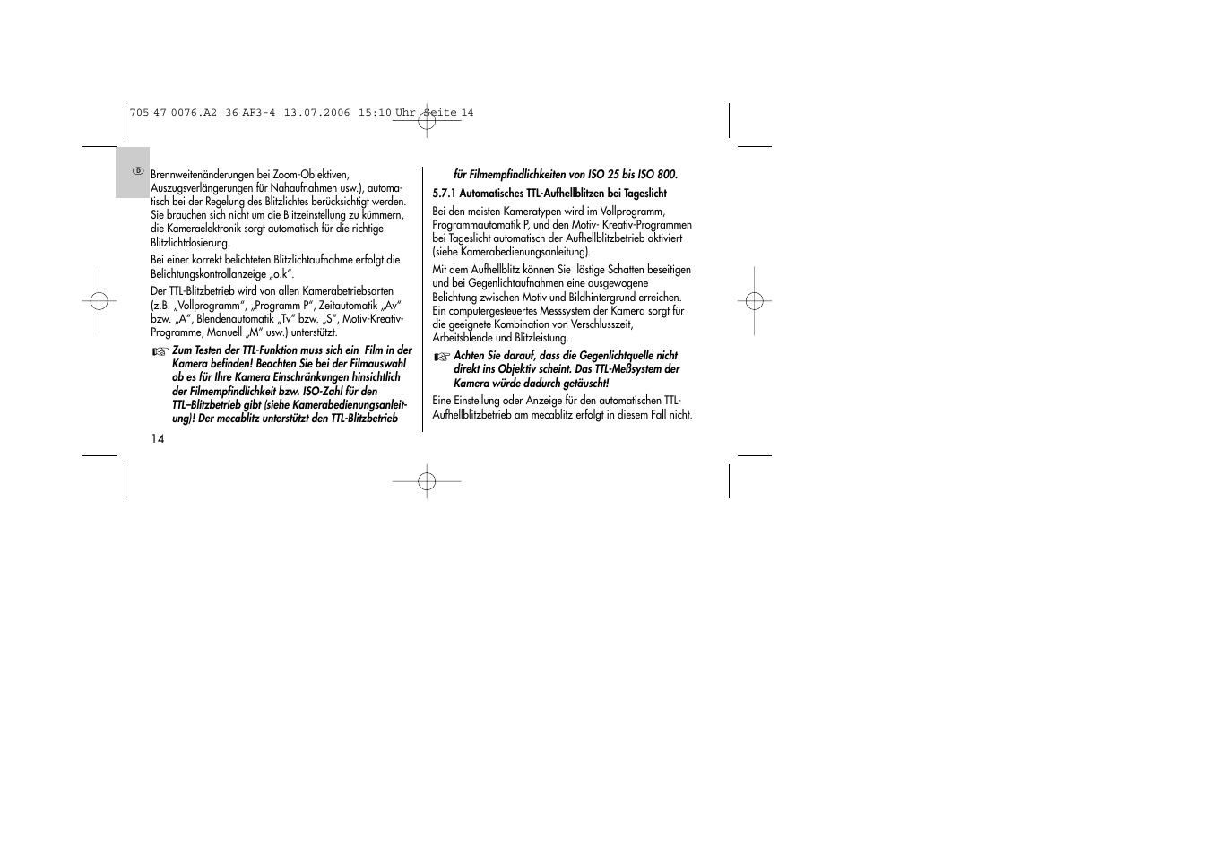 Metz MECABLITZ 36 AF-3 User Manual | Page 14 / 144