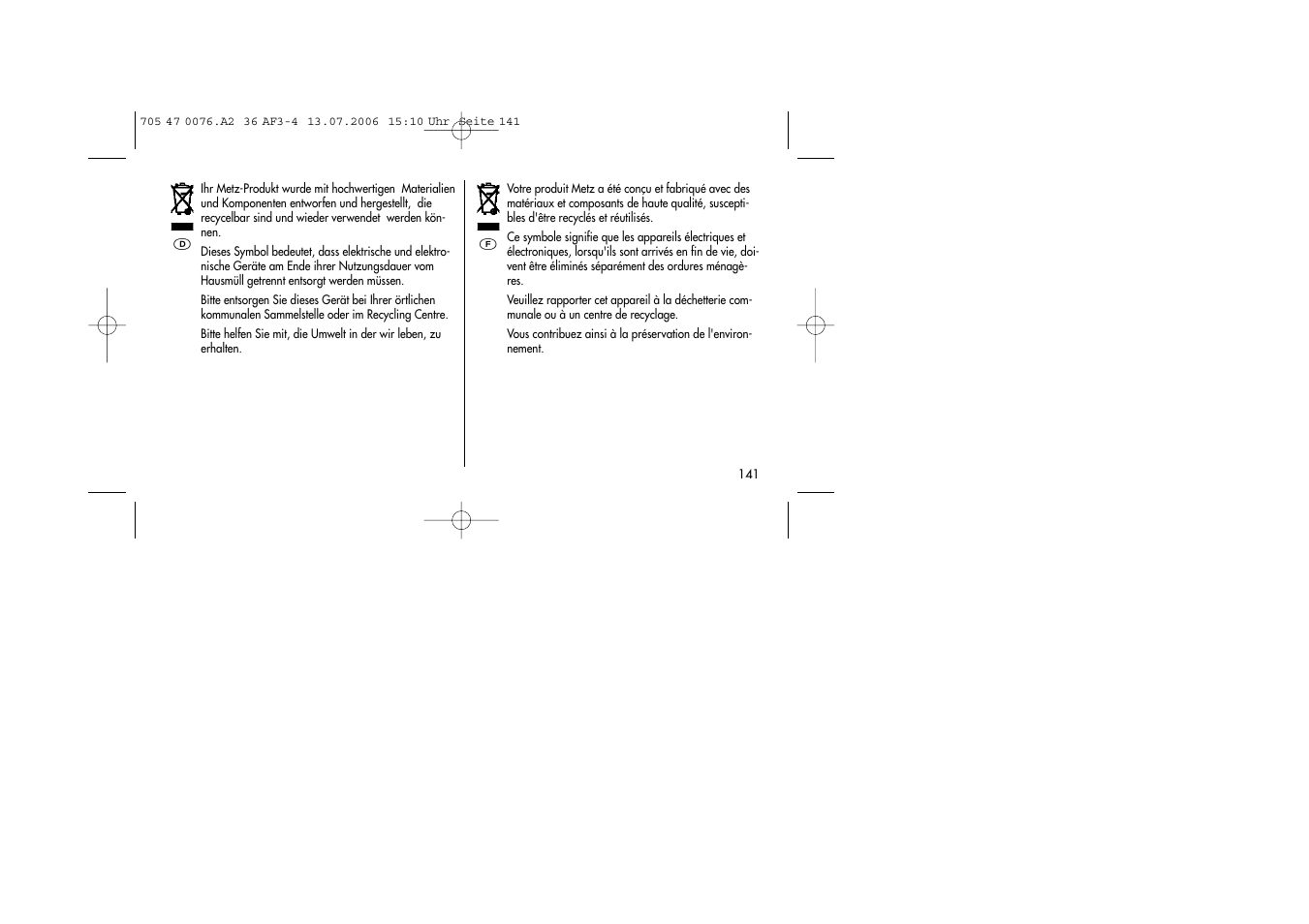 Metz MECABLITZ 36 AF-3 User Manual | Page 141 / 144