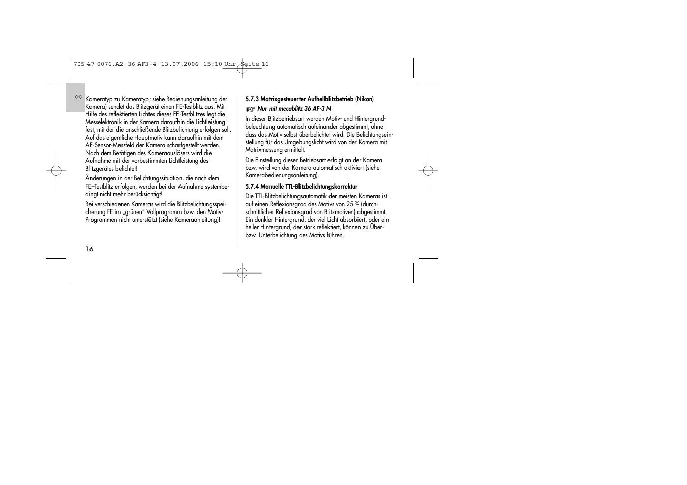 Metz MECABLITZ 36 AF-3 User Manual | Page 16 / 144