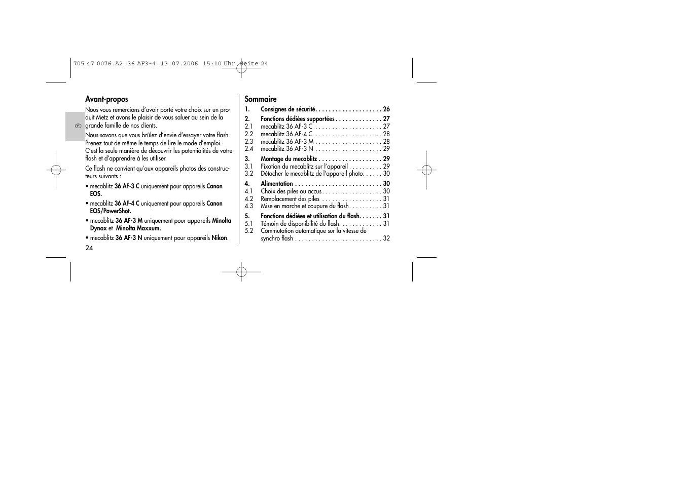 Metz MECABLITZ 36 AF-3 User Manual | Page 24 / 144