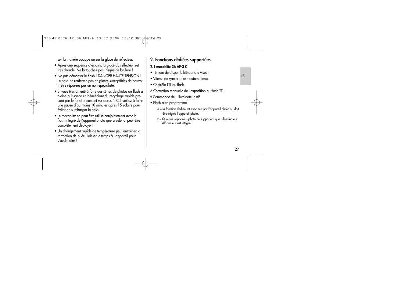 Metz MECABLITZ 36 AF-3 User Manual | Page 27 / 144