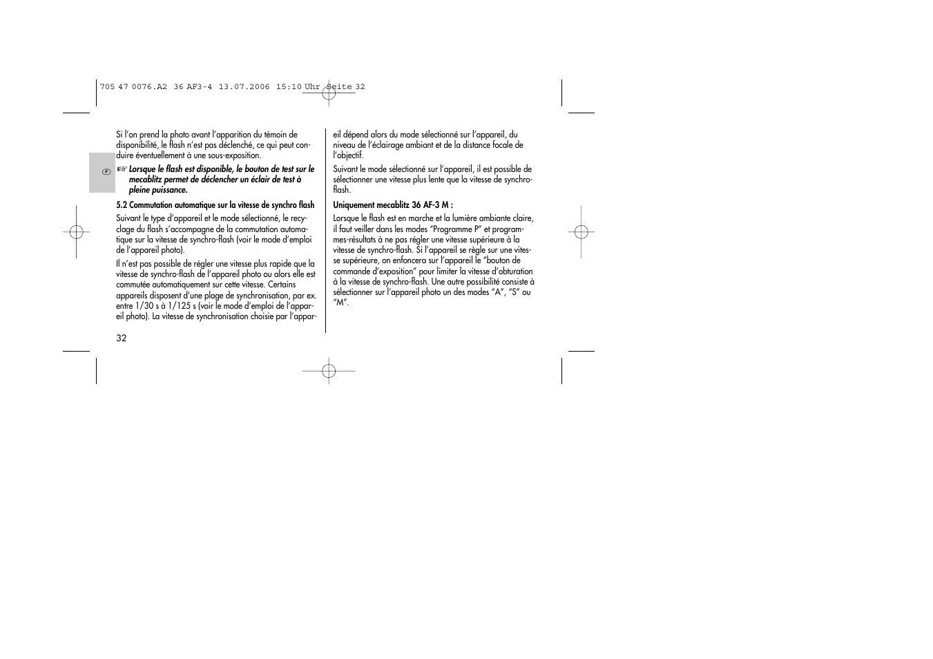 Metz MECABLITZ 36 AF-3 User Manual | Page 32 / 144