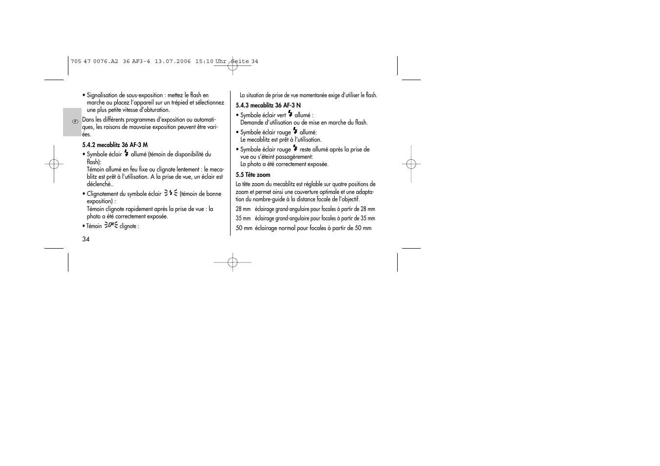 Metz MECABLITZ 36 AF-3 User Manual | Page 34 / 144