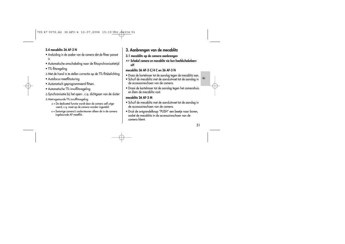 Metz MECABLITZ 36 AF-3 User Manual | Page 51 / 144