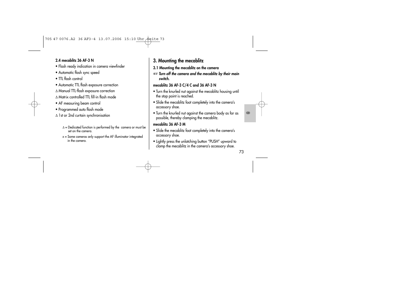 Metz MECABLITZ 36 AF-3 User Manual | Page 73 / 144