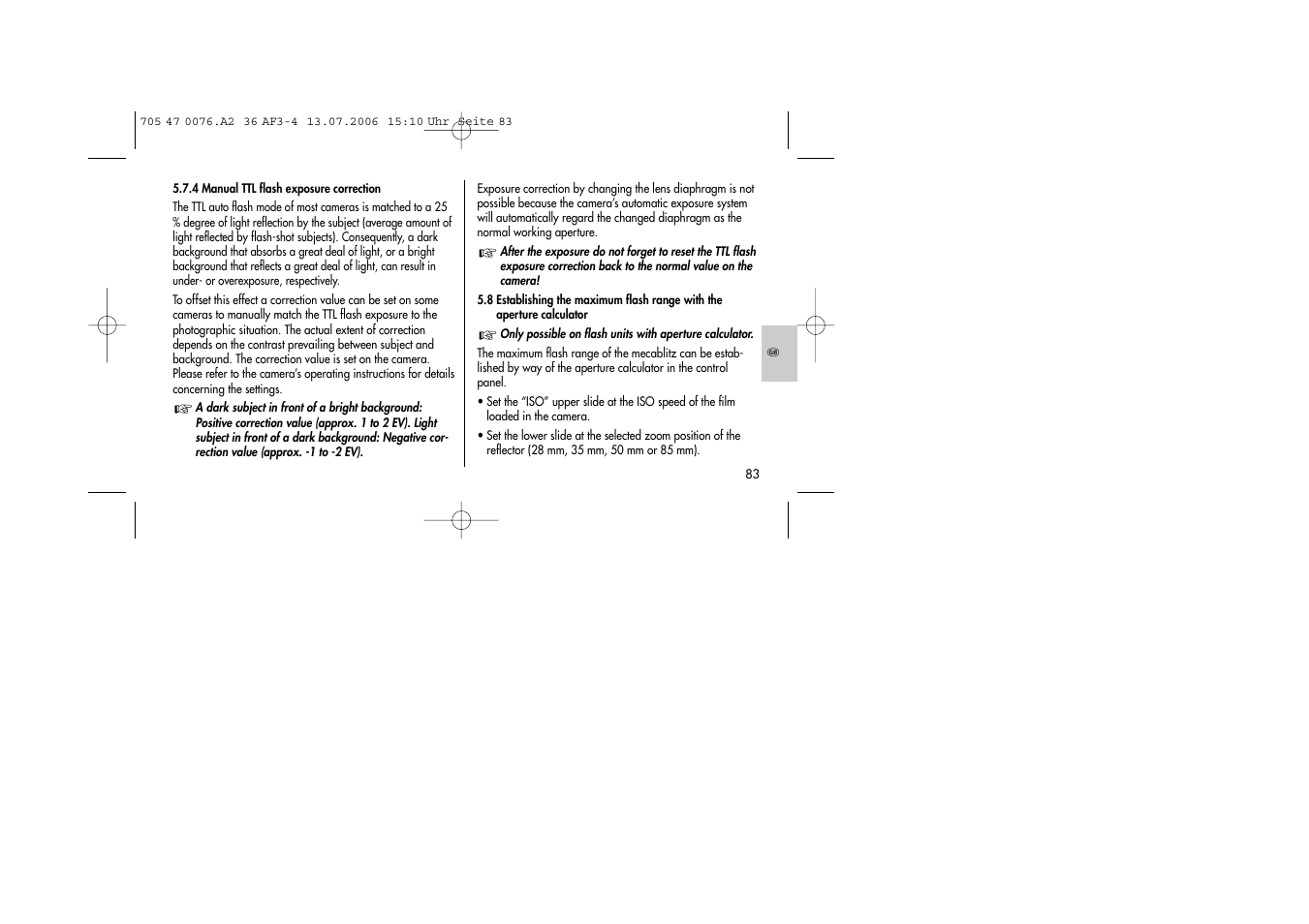 Metz MECABLITZ 36 AF-3 User Manual | Page 83 / 144