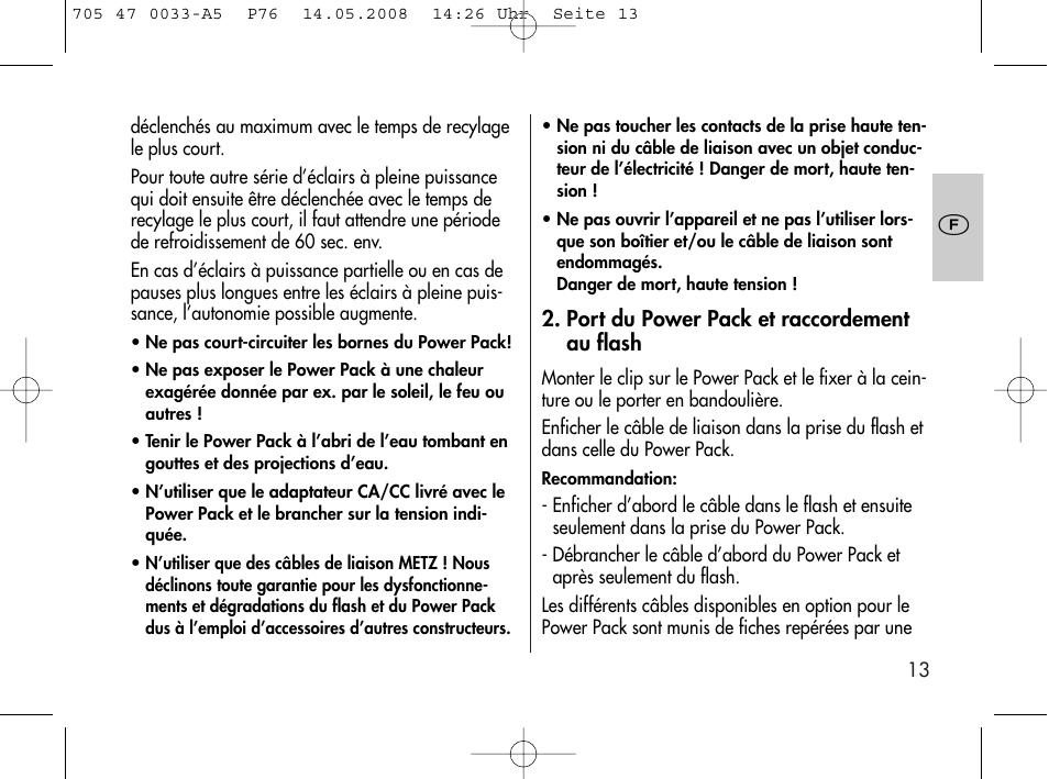 Metz Power Pack P76 User Manual | Page 13 / 70
