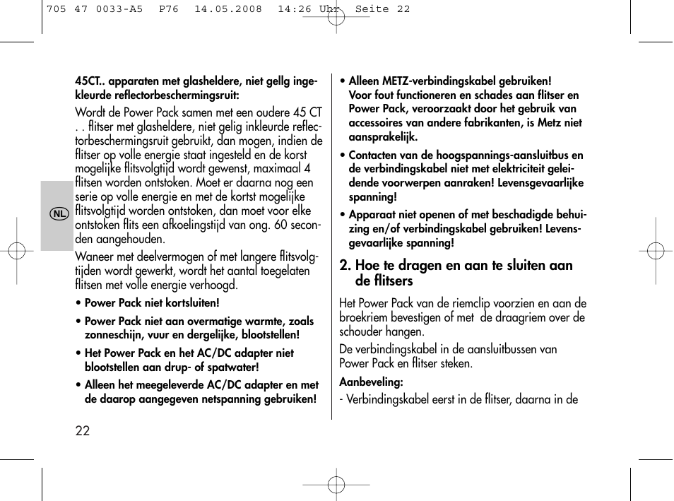 Metz Power Pack P76 User Manual | Page 22 / 70