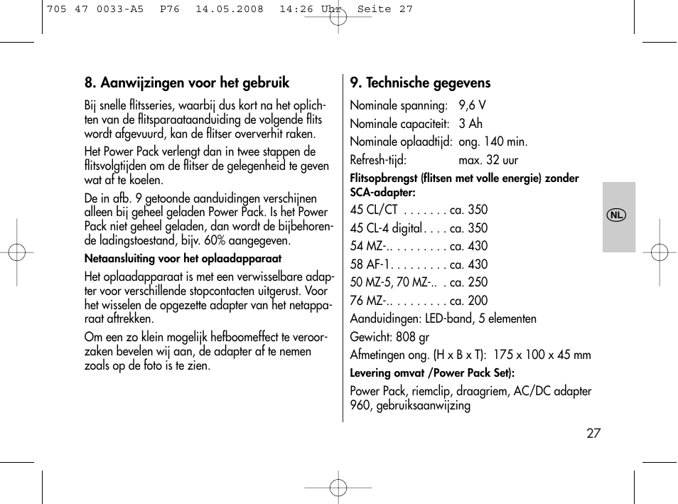 Metz Power Pack P76 User Manual | Page 27 / 70