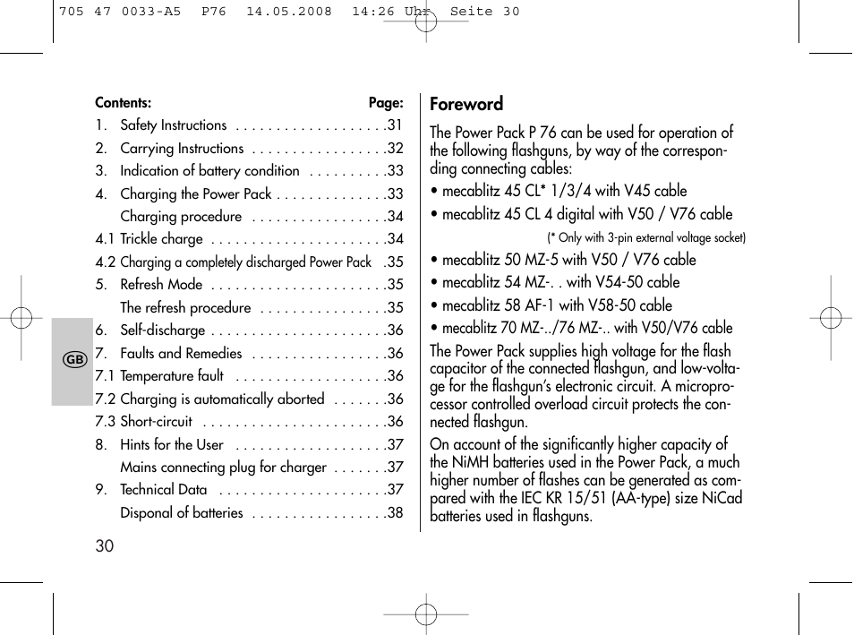 Metz Power Pack P76 User Manual | Page 30 / 70