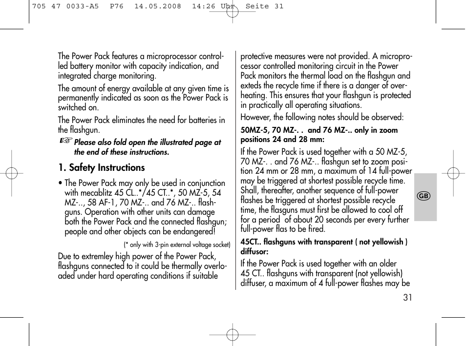 Metz Power Pack P76 User Manual | Page 31 / 70