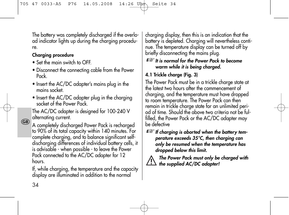 Metz Power Pack P76 User Manual | Page 34 / 70