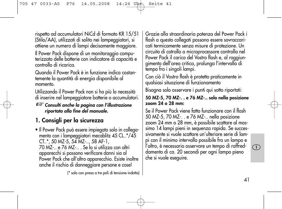 Metz Power Pack P76 User Manual | Page 41 / 70