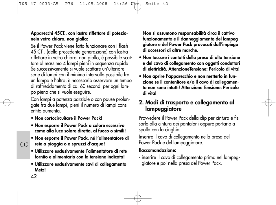 Metz Power Pack P76 User Manual | Page 42 / 70