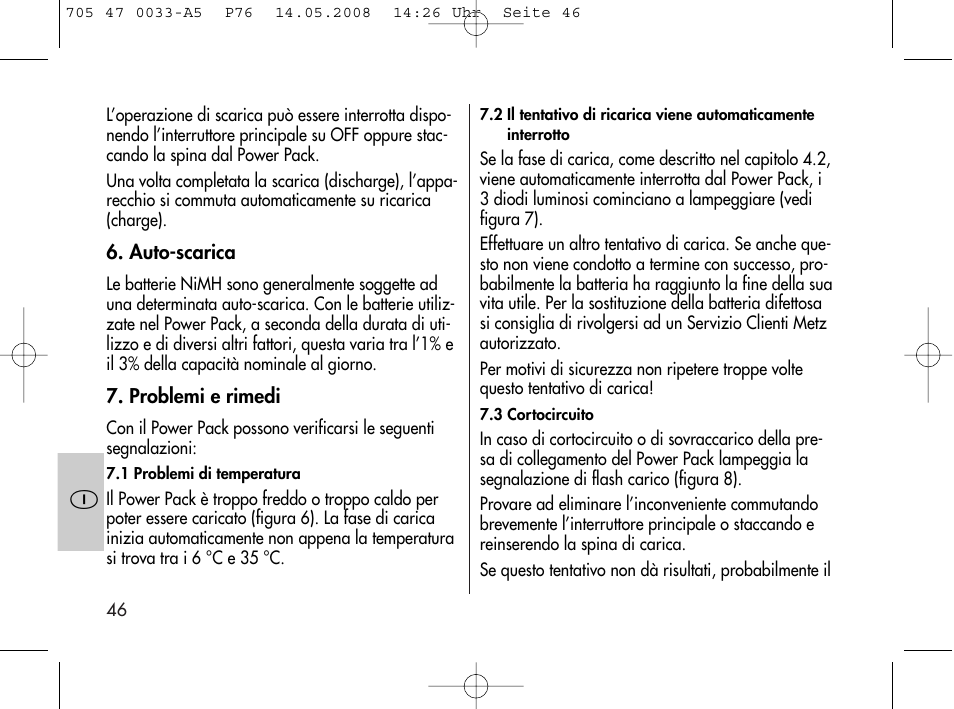 Metz Power Pack P76 User Manual | Page 46 / 70