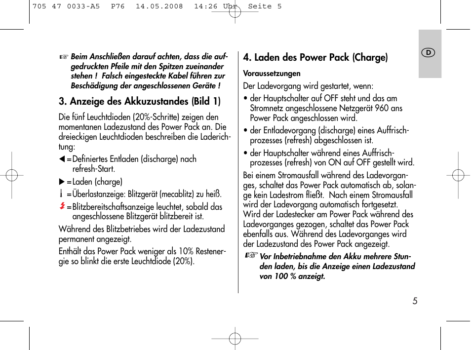 Metz Power Pack P76 User Manual | Page 5 / 70