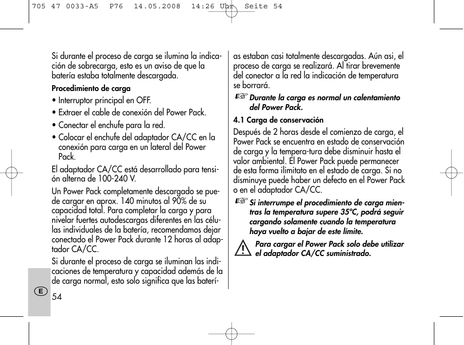 Metz Power Pack P76 User Manual | Page 54 / 70