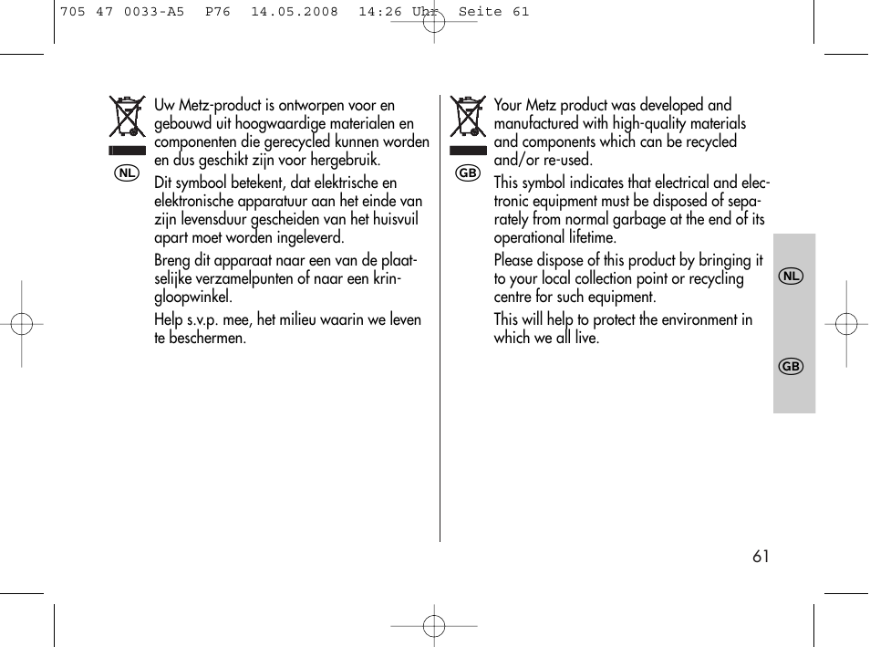 Metz Power Pack P76 User Manual | Page 61 / 70