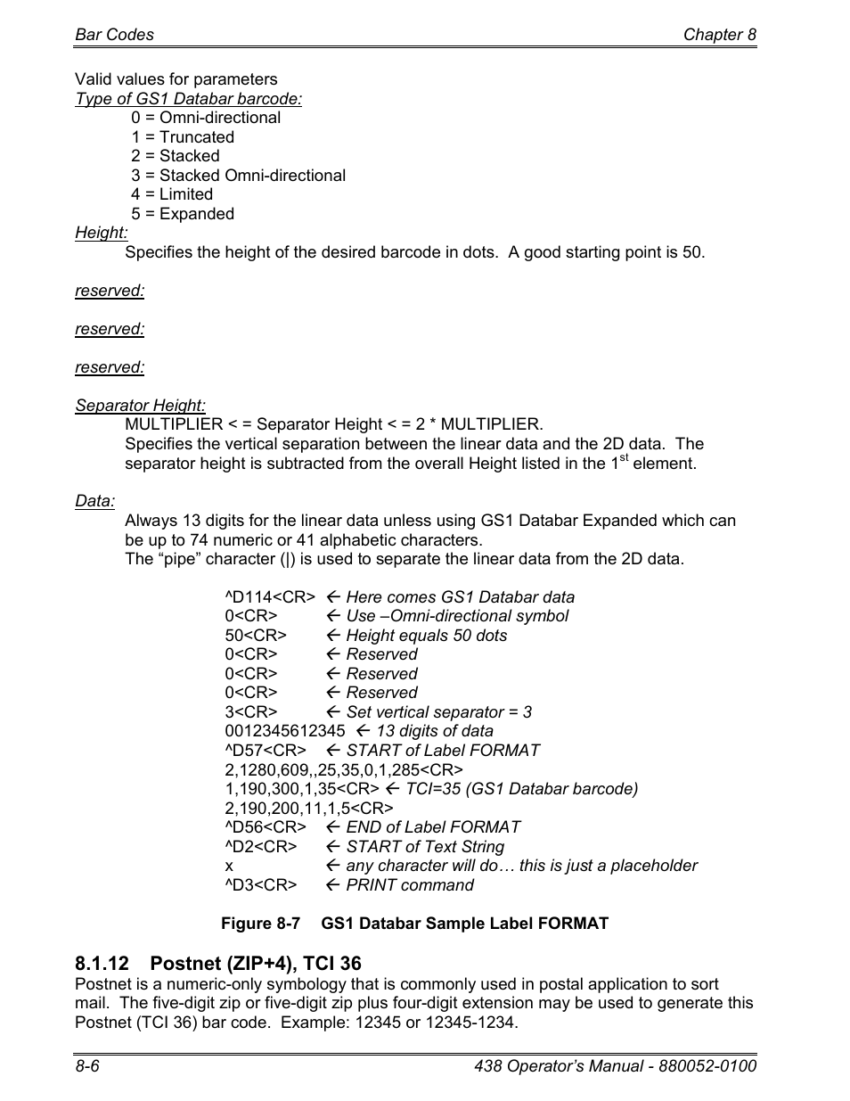 12 postnet (zip+4), tci 36 | Microcom 438 User Manual | Page 123 / 214