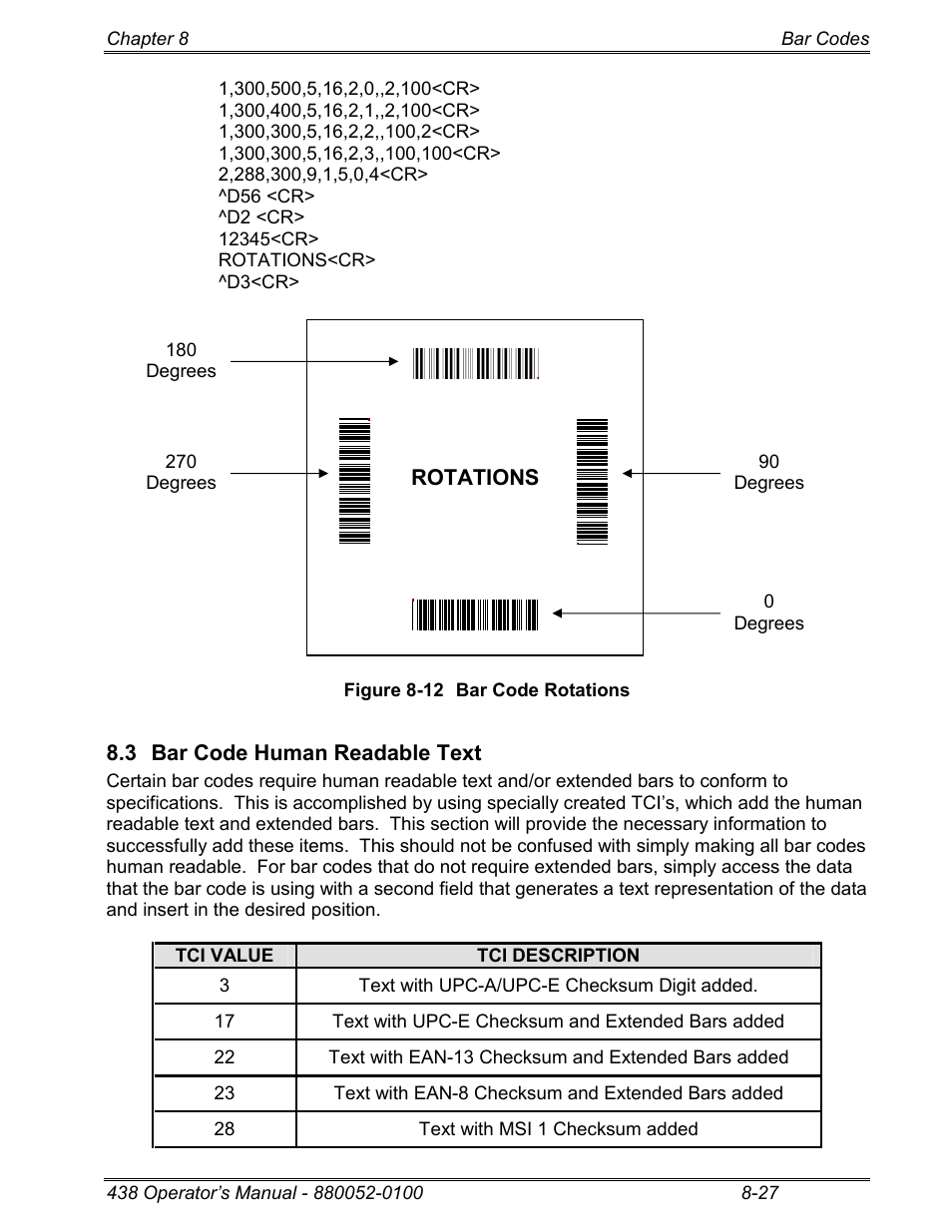 3 bar code human readable text | Microcom 438 User Manual | Page 144 / 214