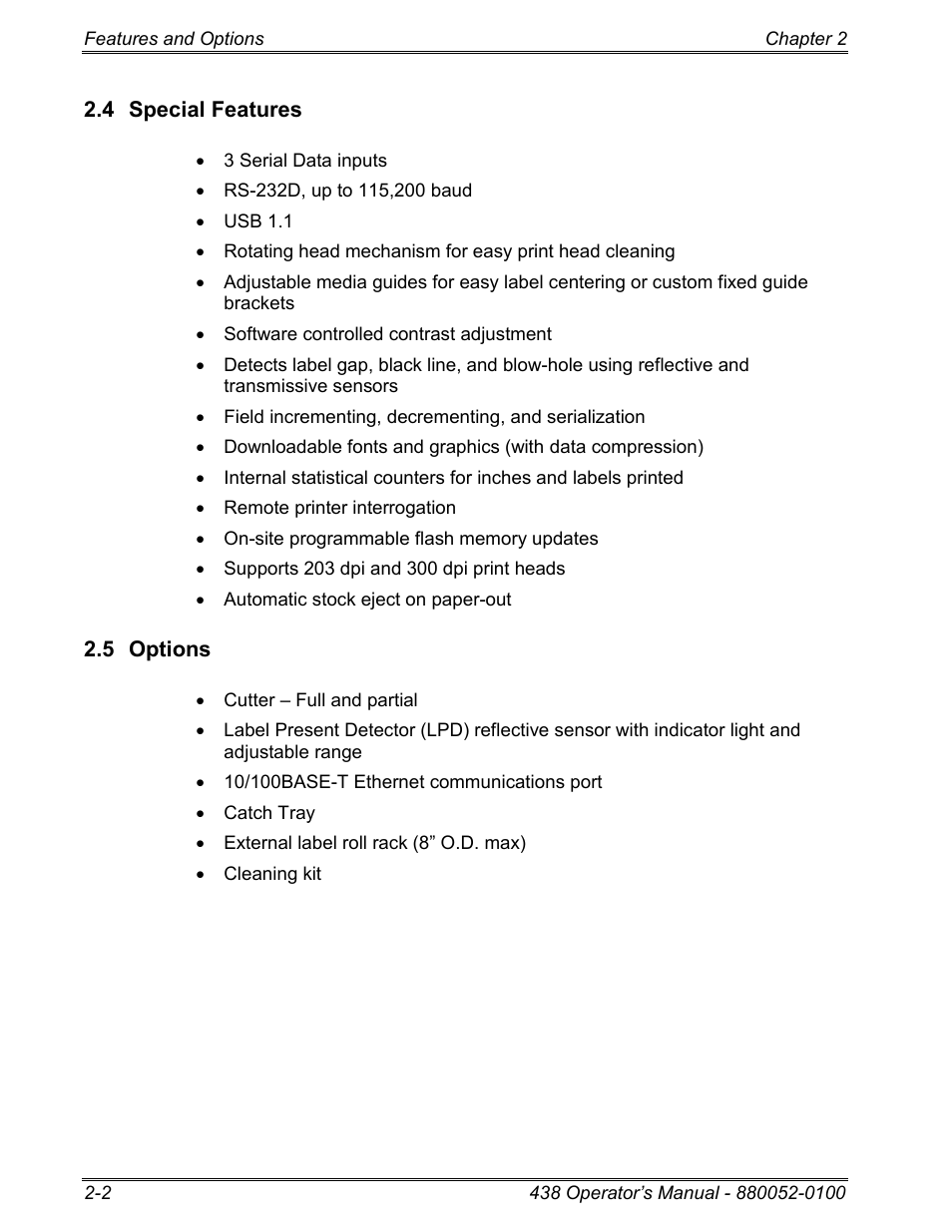 4 special features, 5 options | Microcom 438 User Manual | Page 15 / 214