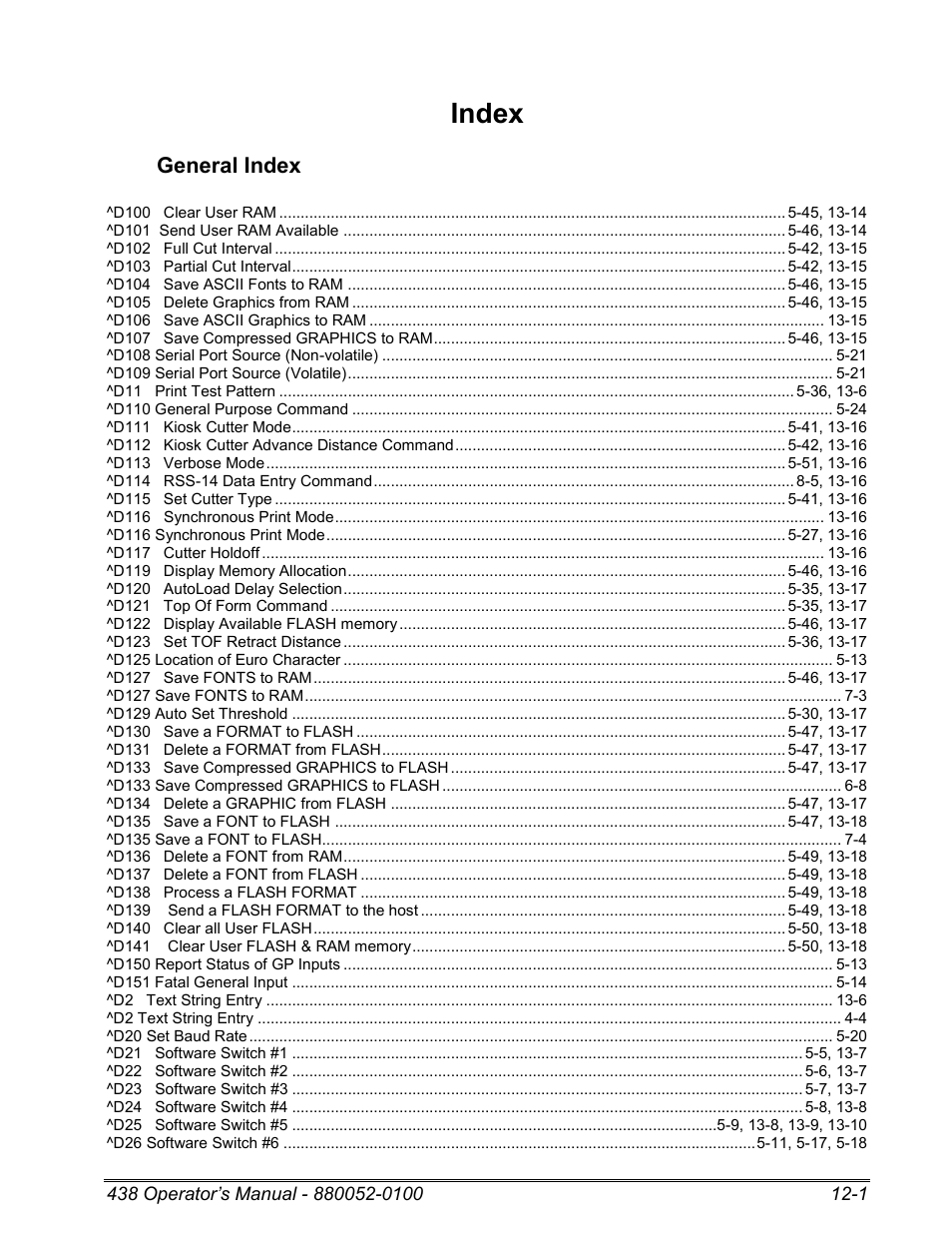 General index, Index | Microcom 438 User Manual | Page 174 / 214