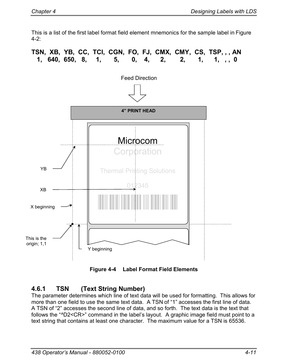 1 tsn (text string number), Microcom corporation | Microcom 438 User Manual | Page 36 / 214