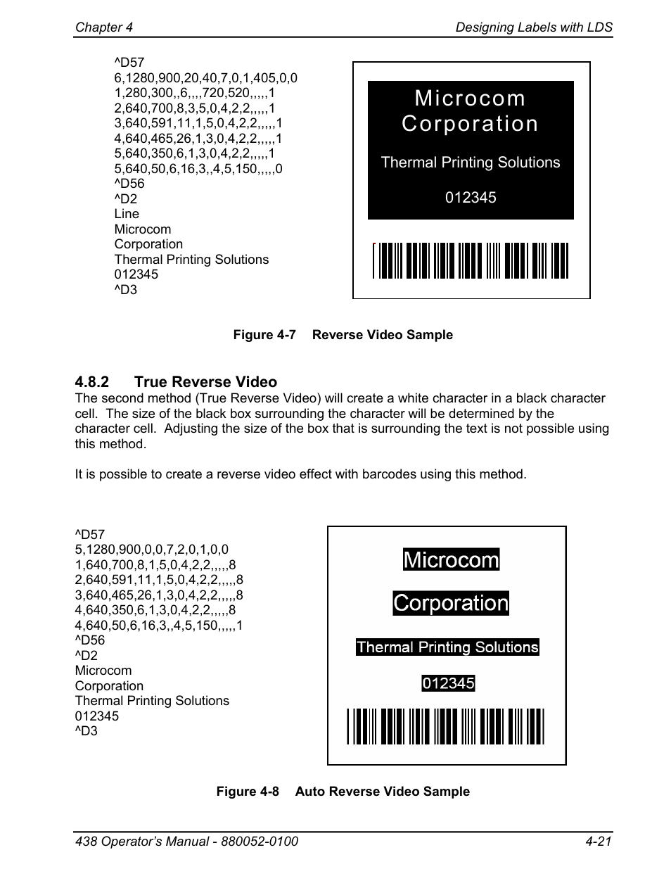 2 true reverse video, Microcom, Corporation | Microcom 438 User Manual | Page 46 / 214